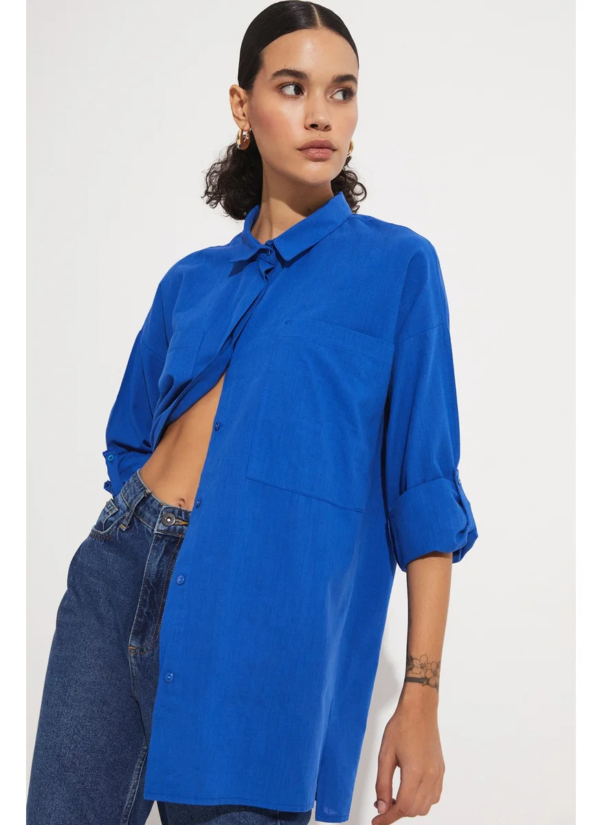 جون Women's Boyfriend/Wide Cut 100% Cotton Shirt