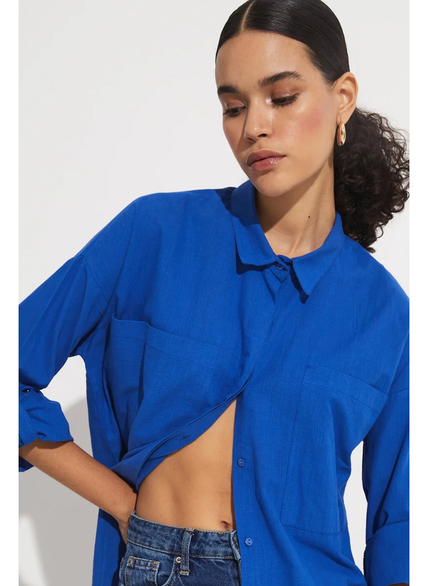 جون Women's Boyfriend/Wide Cut 100% Cotton Shirt