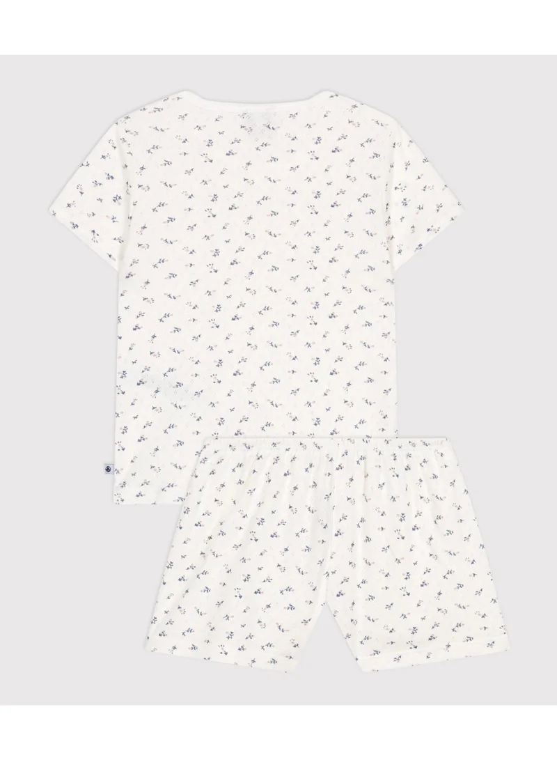 Petit Bateau Children's short floral-print openwork cotton pyjamas