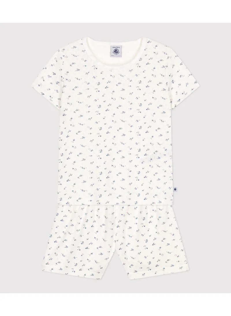 Petit Bateau Children's short floral-print openwork cotton pyjamas