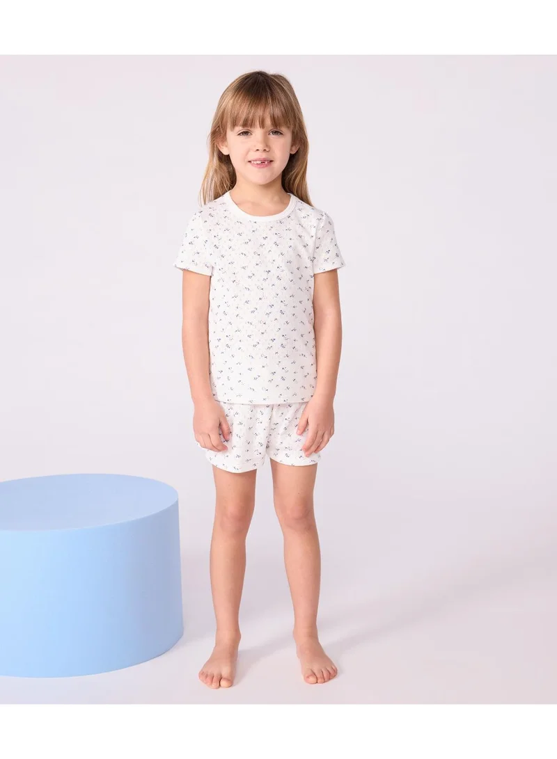 Petit Bateau Children's short floral-print openwork cotton pyjamas