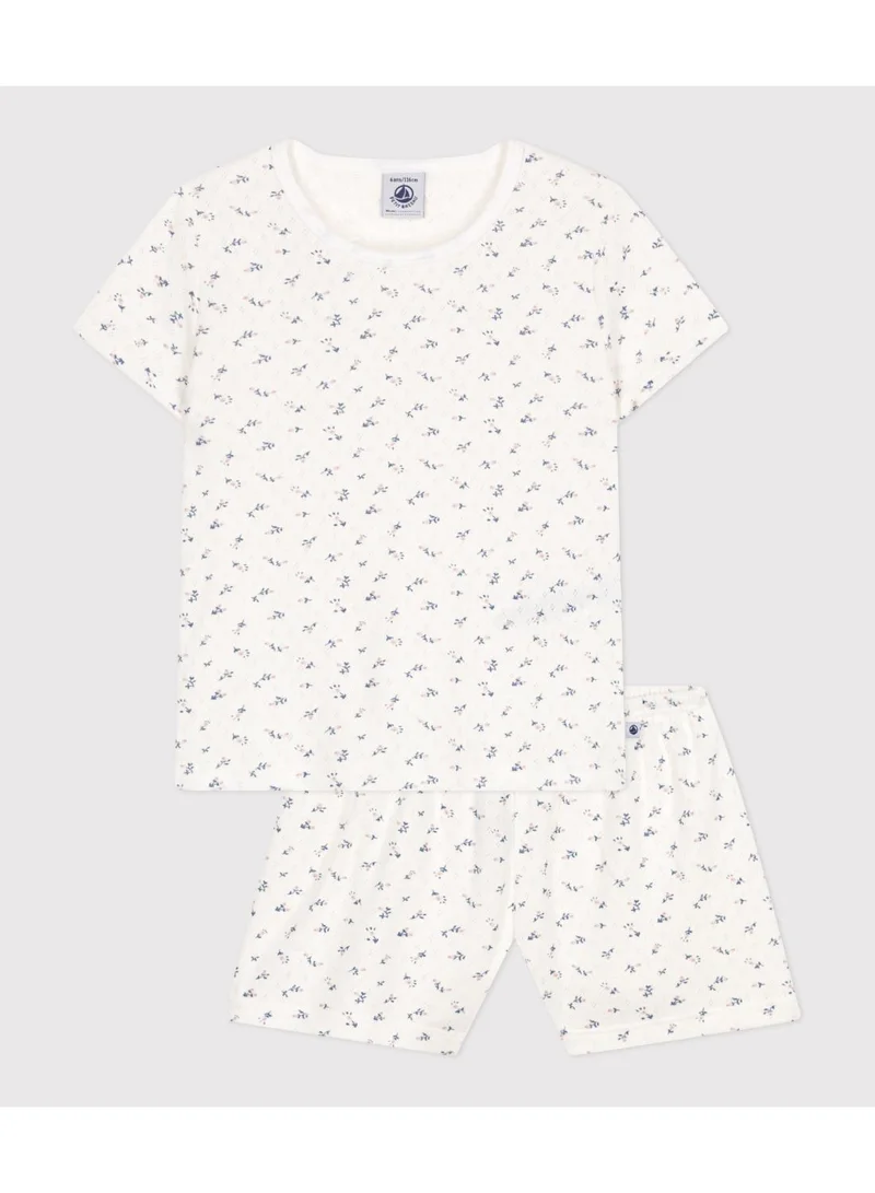 Petit Bateau Children's short floral-print openwork cotton pyjamas
