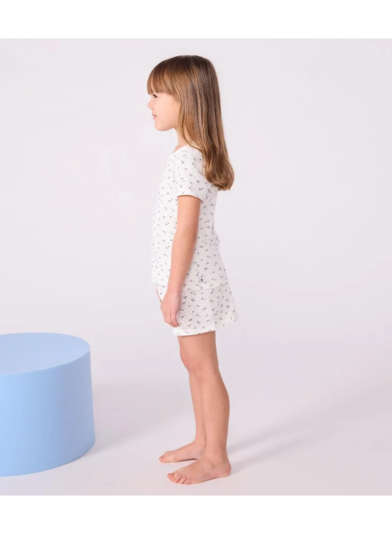 Petit Bateau Children's short floral-print openwork cotton pyjamas