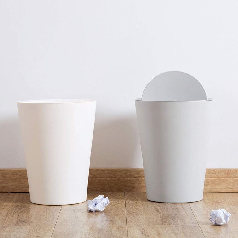 Garbage Can Creative Simple Trash Can Round Living Room Dining Room Kitchen Garbage Box Two Colors Choice Wastepaper Basket (Color : GrayB) - Image 4