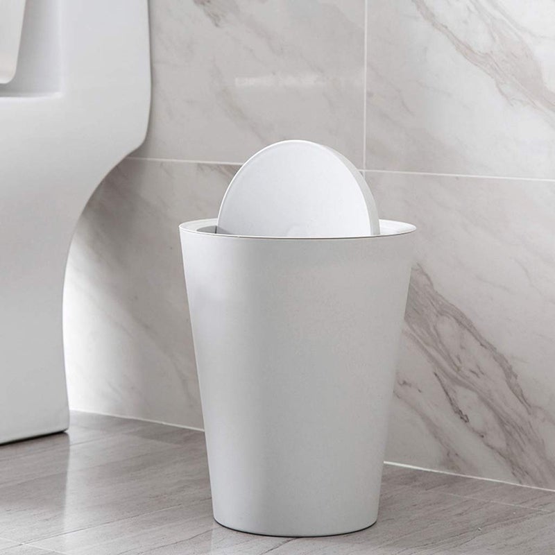 Garbage Can Creative Simple Trash Can Round Living Room Dining Room Kitchen Garbage Box Two Colors Choice Wastepaper Basket (Color : GrayB) - Image 3