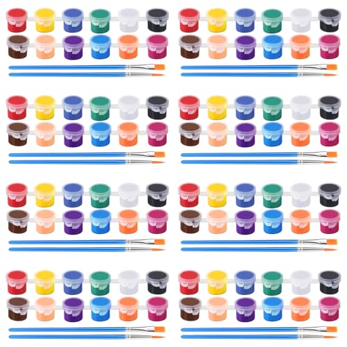 ESRICH 8 Pack Mini Acrylic Paint Set 12 Colors Acrylic Paint Strips with 16 Brushes Washable Paint for Kids Adults Craft 112 PCS Painting kit for Easter Eggs Birthday Party Favor Classroom Art Gifts - Image 1