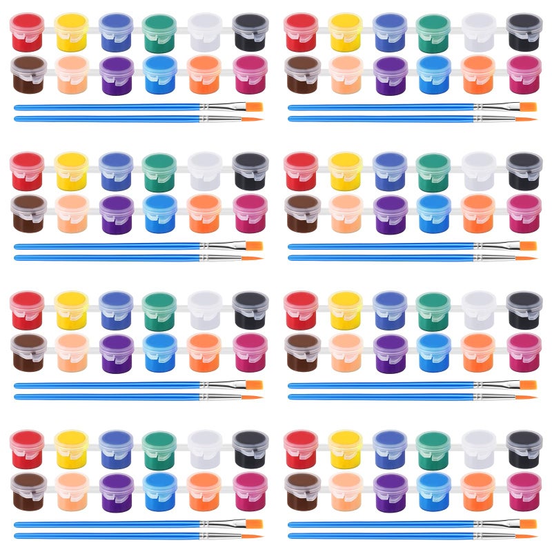 ESRICH 8 Pack Mini Acrylic Paint Set 12 Colors Acrylic Paint Strips with 16 Brushes Washable Paint for Kids Adults Craft 112 PCS Painting kit for Easter Eggs Birthday Party Favor Classroom Art Gifts - Image 3