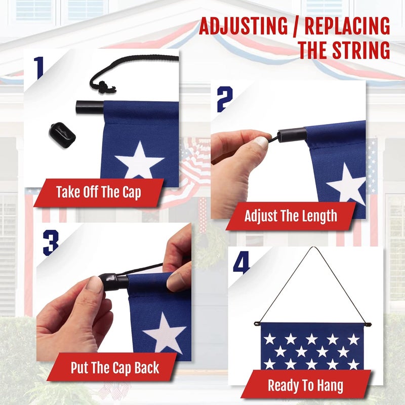 Anley American Flag PullDown Door Banners Porch Signs 2 Pieces  12 x 72 Vivid Color  Fade Resistant  USA Flag Hanging Wall Banner Patriotic Party Decoration for Outdoor Indoor - Image 5