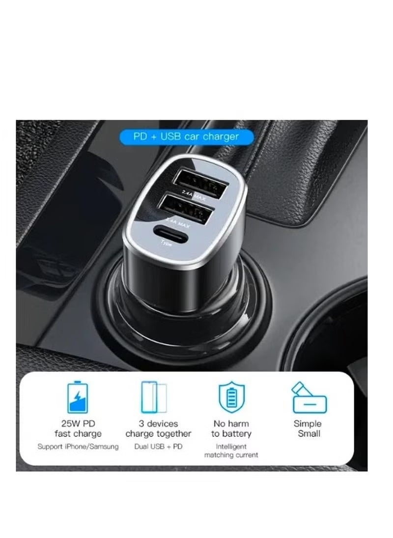 Yesido Y47 49W Car Fast Charger with Dual USB & USB-C Ports, 3-Port Simultaneous Charging Adapter for Smartphones, Tablets, GPS – Compact, Smart IC Power Distribution, Universal Compatibility for Android, iPhone, iPad & Type-C Devices – Black  - Image 3