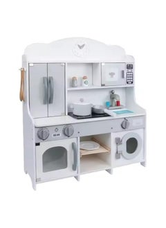 AL BADER ALBADER Wooden Kitchen Set Toy, Kitchen for Kids WIth Oven, Kids Kitchen Playsetwith Play Sink Toy & Cook Food, Toy kitchen with many food accessories, For Kids 3-10 Years (White, 62 * 21.5 * 69)  - Image 1