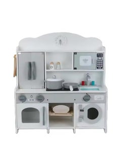 AL BADER ALBADER Wooden Kitchen Set Toy, Kitchen for Kids WIth Oven, Kids Kitchen Playsetwith Play Sink Toy & Cook Food, Toy kitchen with many food accessories, For Kids 3-10 Years (White, 62 * 21.5 * 69)  - Image 2