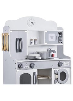 AL BADER ALBADER Wooden Kitchen Set Toy, Kitchen for Kids WIth Oven, Kids Kitchen Playsetwith Play Sink Toy & Cook Food, Toy kitchen with many food accessories, For Kids 3-10 Years (White, 62 * 21.5 * 69)  - Image 4