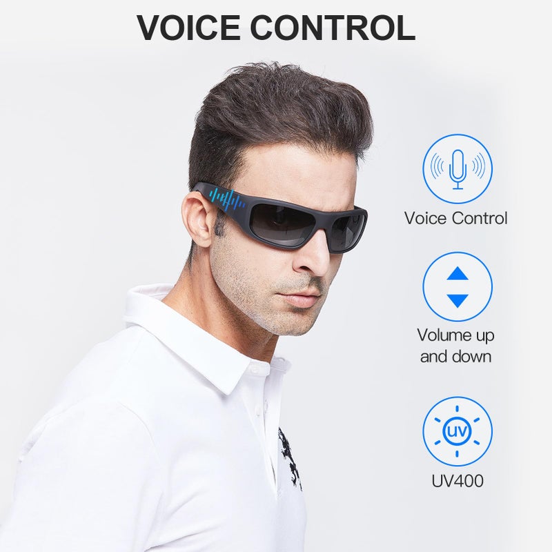 OhO sunshine OhO Smart Glasses,Polarized Sunglasses with Bluetooth Speaker,Athletic/Outdoor UV Protection and Voice Control,Unisex(Grey Lens) - Image 2