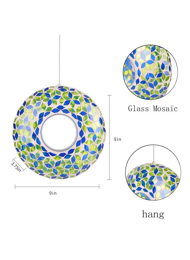 DUSVALLY Bird Feeder Garden Hanging Squirrel Proof Wild Bird House Bird Feeders Mosaic Circle for Outdoor Garden Yard Décor,Blue and Green - Image 4