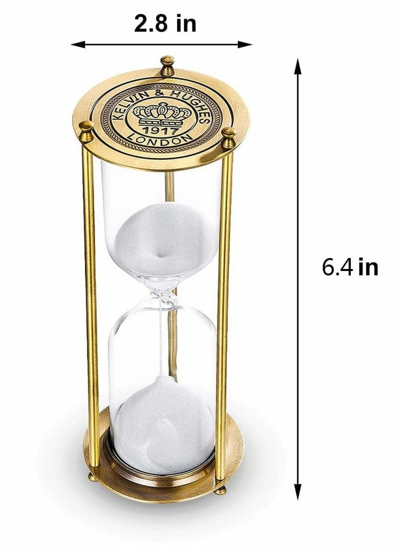Excefore Sand Timer 15 Minute Hourglass Vintage Brass Sand Clock Stand, Vintage Sand Timer, Metal Sand Watch 15 Min, Antique Hour Glass Sandglass with White Sand for Home, Desk, Office Decoration - Image 4