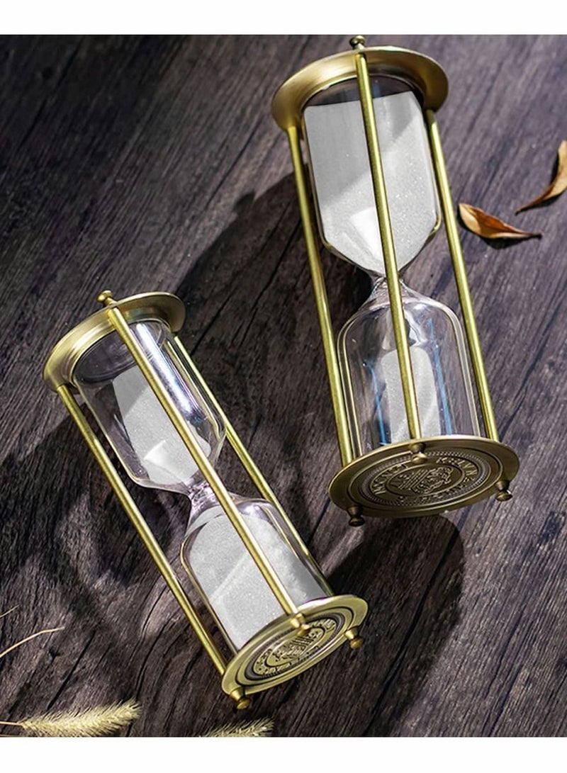 Excefore Sand Timer 15 Minute Hourglass Vintage Brass Sand Clock Stand, Vintage Sand Timer, Metal Sand Watch 15 Min, Antique Hour Glass Sandglass with White Sand for Home, Desk, Office Decoration - Image 5