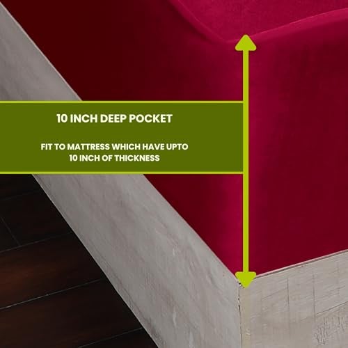 AVI Terry Cotton Ultra Soft Waterproof Bed Mattress Protector Queen Size 78x60 inch | Breathable Washable Elastic Fitted Mattresses Cover for Queen Size Bed (6.5x5 feet, Maroon - Fit On 2-10 Inch) - Image 5