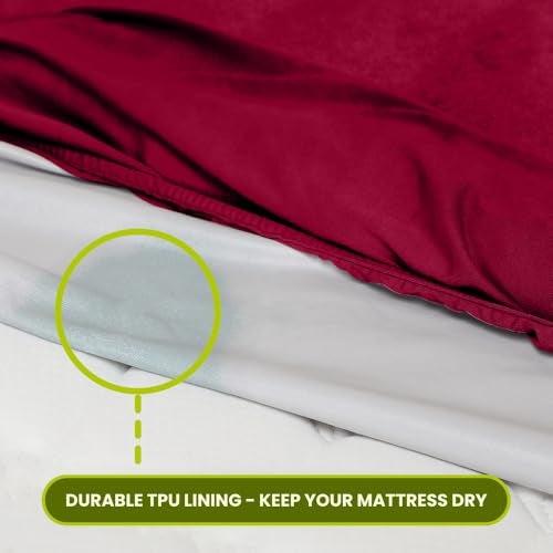 AVI Terry Cotton Ultra Soft Waterproof Bed Mattress Protector Queen Size 78x60 inch | Breathable Washable Elastic Fitted Mattresses Cover for Queen Size Bed (6.5x5 feet, Maroon - Fit On 2-10 Inch) - Image 3