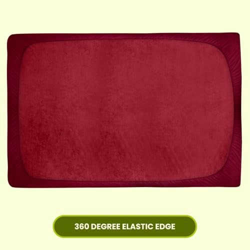 AVI Terry Cotton Ultra Soft Waterproof Bed Mattress Protector Queen Size 78x60 inch | Breathable Washable Elastic Fitted Mattresses Cover for Queen Size Bed (6.5x5 feet, Maroon - Fit On 2-10 Inch) - Image 4