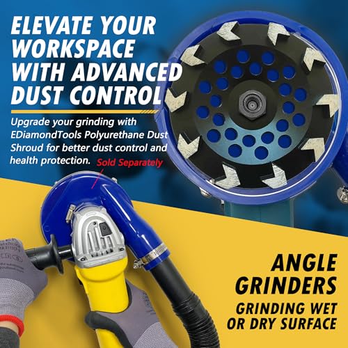 EDiamondTools 7" High Performance Diamond Grinding Wheels for Concrete, Paint, Epoxy, Mastic, Coating Removal, #30/40 Grit, 10 Arrow Segments, 7/8"-5/8" Arbor - Image 5