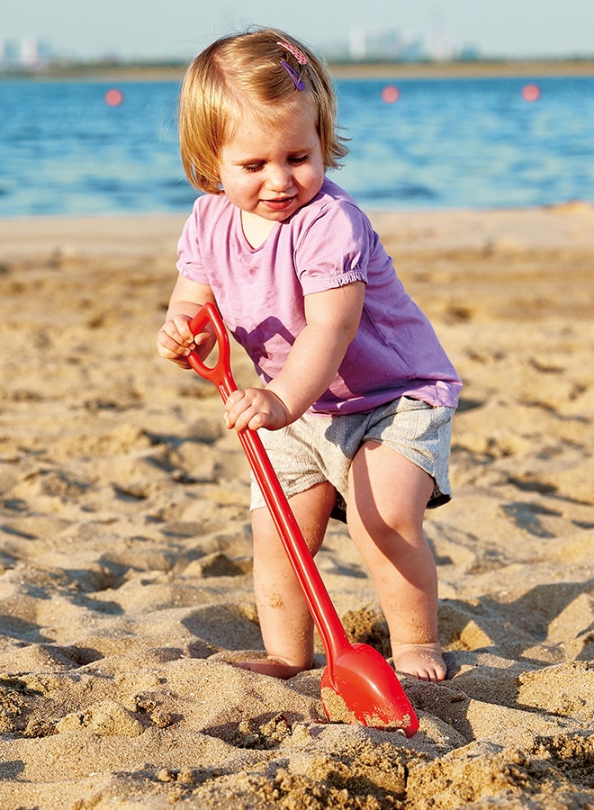 Hape Mighty Sand Shovel Beach and Garden Toy Tool | Red | E4076 | Perfect for Little Hands - Image 3