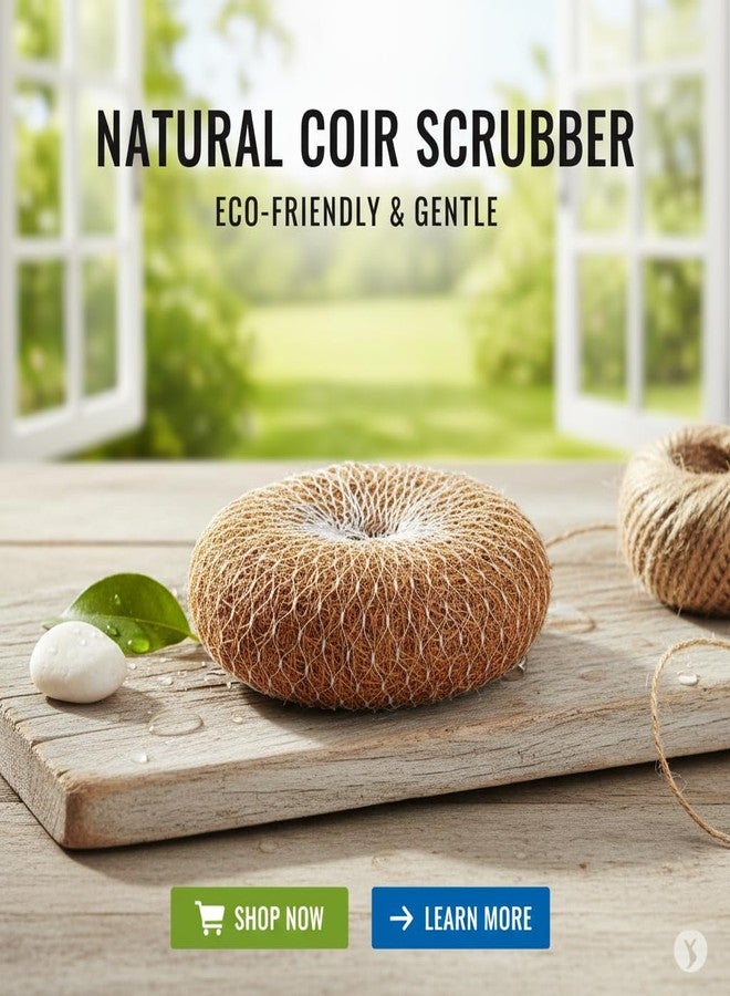 Natural Coconut Loofah (Pack of 2) - Handmade Exfoliating Body Scrubber - Deep Cleaning Bathing Scrub for All Skin Type - Image 3