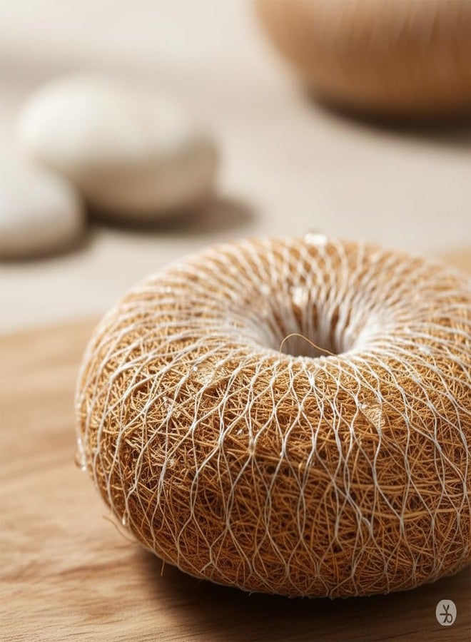 Natural Coconut Loofah (Pack of 2) - Handmade Exfoliating Body Scrubber - Deep Cleaning Bathing Scrub for All Skin Type - Image 4