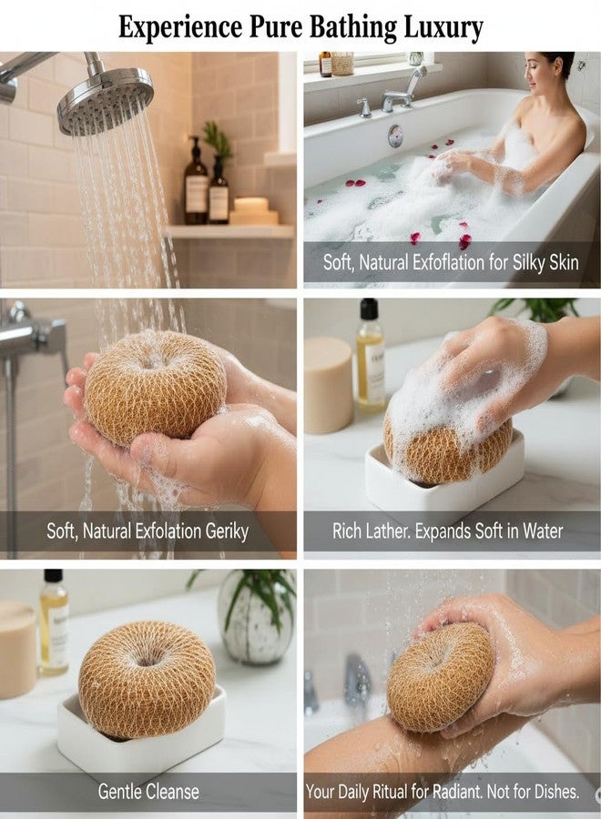Natural Coconut Loofah (Pack of 2) - Handmade Exfoliating Body Scrubber - Deep Cleaning Bathing Scrub for All Skin Type - Image 2
