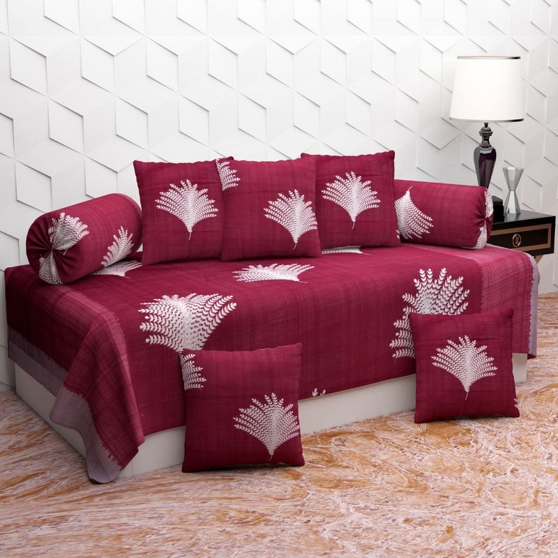 BELVOSTUM Diwan Set of 8 Pieces - 1 Single Bedsheet, 2 Bolster Covers, 5 Cushion Covers - 100% Microfiber for Living Room and Dining Hall - Image 5