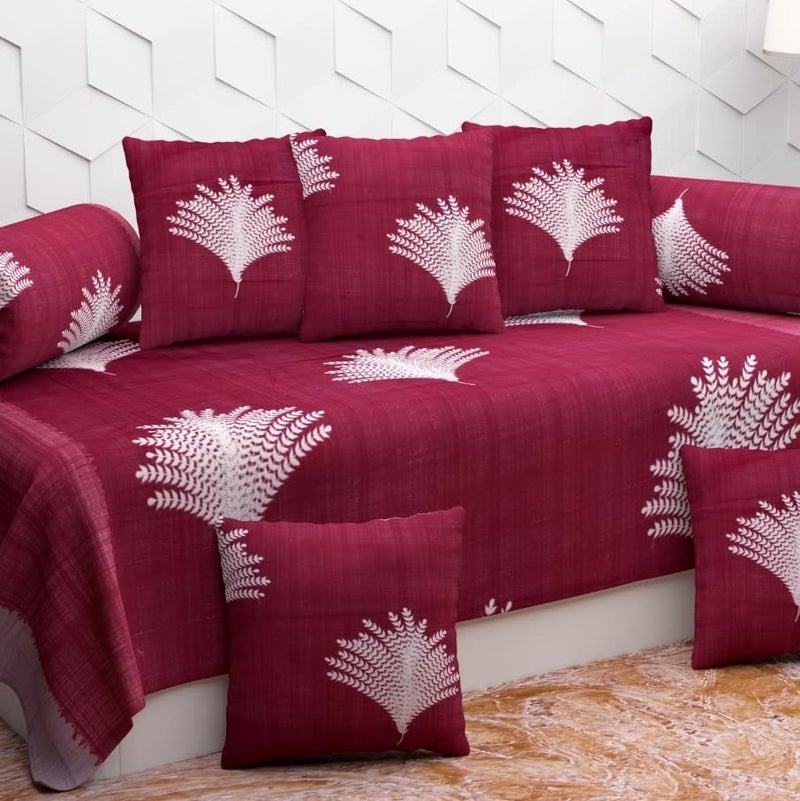 BELVOSTUM Diwan Set of 8 Pieces - 1 Single Bedsheet, 2 Bolster Covers, 5 Cushion Covers - 100% Microfiber for Living Room and Dining Hall - Image 2