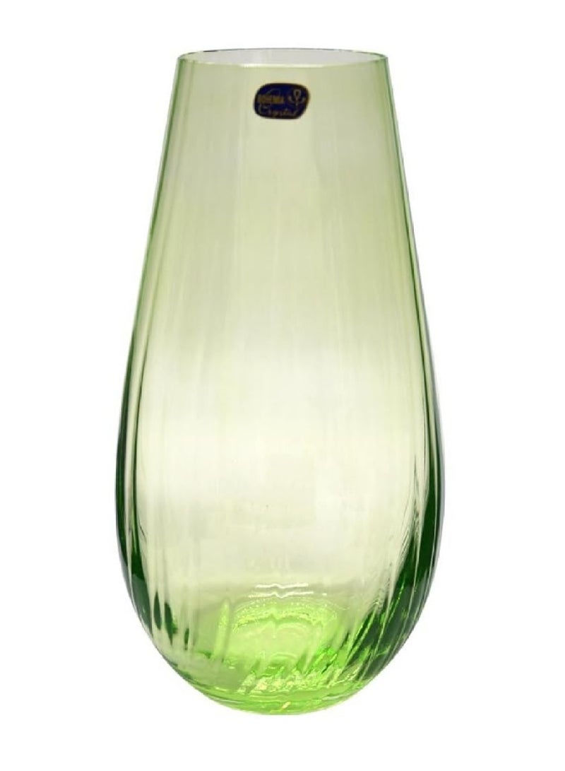 Ebreez 82237 D4353 Crystal Waterfall Vase  245 Ml Capacity  Green Glass Flower Vase Home Decor Perfect For Gifting  - Image 1