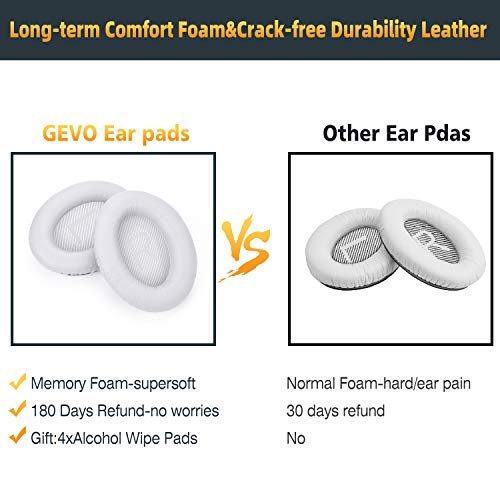 GEVO Premium Replacement Ear Pads Compatible for Bose QC35 & QC35ii Over-Ear Headphones Made by GEVO- Comfortable Adaptive Memory Foam and Extra Durable Earpads Kit for Bose QuietComfort 35 &35ii(White) - Image 5