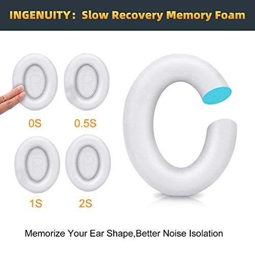 GEVO Premium Replacement Ear Pads Compatible for Bose QC35 & QC35ii Over-Ear Headphones Made by GEVO- Comfortable Adaptive Memory Foam and Extra Durable Earpads Kit for Bose QuietComfort 35 &35ii(White) - Image 4