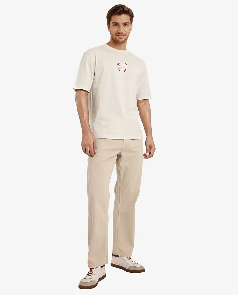 Rare Rabbit Men's Oversized Floral Back Print T-Shirt