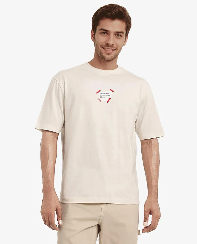 Rare Rabbit Men's Oversized Floral Back Print T-Shirt