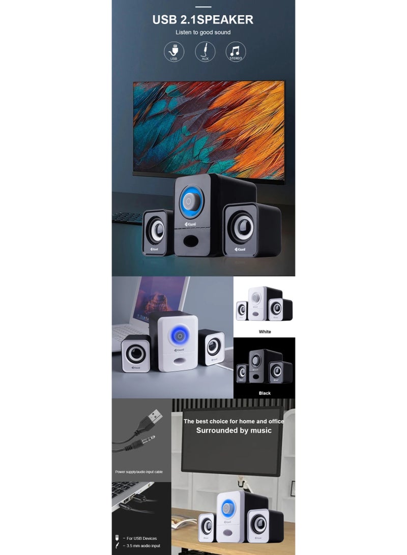 Kisonli U-2900 2.1 Computer Speakers – Powerful and Clear Sound for PC and Laptop - Image 4
