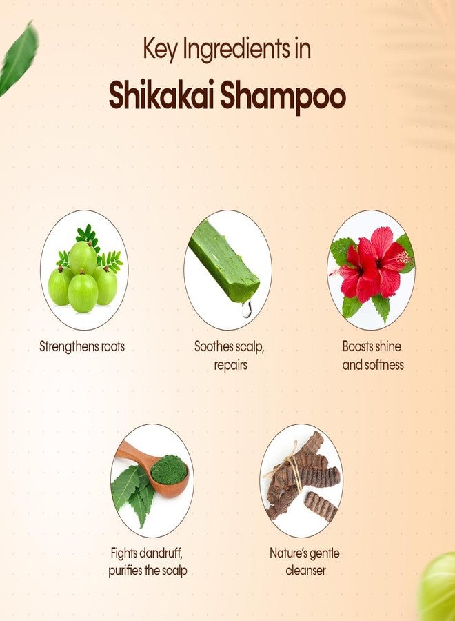 Vcare Shikkakai Shampoo (200ml, Pack of 2) | Nalangu Maavu Soap (100g, Pack of 3) Combo for Healthy Hair | Glowing Skin - Image 3