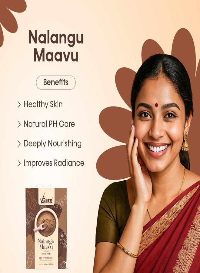 Vcare Shikkakai Shampoo (200ml, Pack of 2) | Nalangu Maavu Soap (100g, Pack of 3) Combo for Healthy Hair | Glowing Skin - Image 5