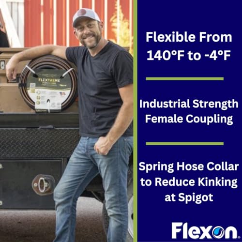 Flexon Flextreme Pro 5/8" x 50ft Performance Rubber Garden Hose – Heavy-Duty, Kink-Resistant, All-Weather Flexibility, Industrial-Grade Couplings, Durable Outdoor Watering Hose for Lawn & Garden - Image 3