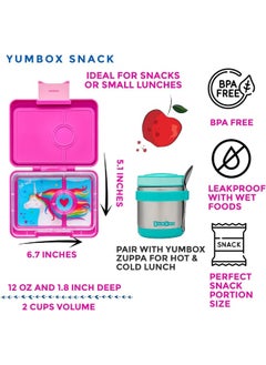 Yumbox Yumbox Malibu Purple Snack Box with Magical Unicorn Tray - 3-Compartment Bento 6.7x5.1x1.8 | Kid-Friendly | Healthy Snacks | BPA-Free & Easy Clean  - Image 2