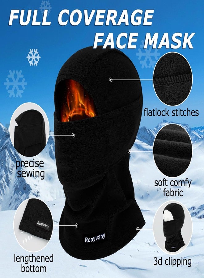 rooyvany 2 Pack Fleece Balaclava Ski Mask for Men/Women, Thermal Lightweight Windproof Face Mask for Winter Outdoor Sports (Black/Black), Black/Black, One Size - Image 3