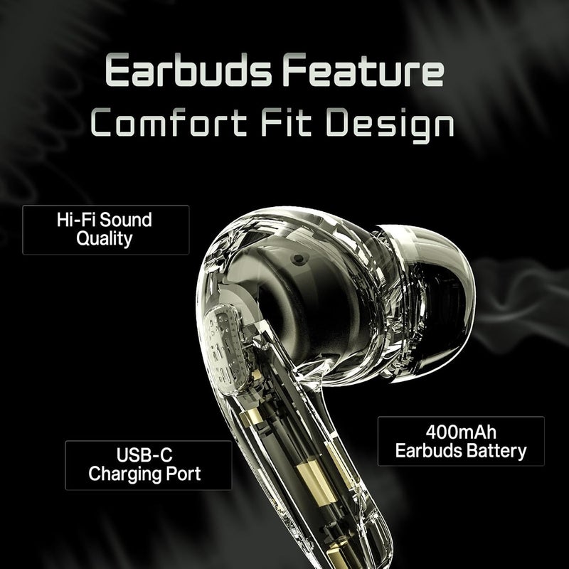 HiFuture FlyBuds4 True Wireless Earbuds with ANC, 4 Mics, 30H Playtime, Bluetooth 5.4, Graphite-Inspired Sound, Waterproof, Secure Fit, Noise Cancelling Earbuds, Green - Image 5