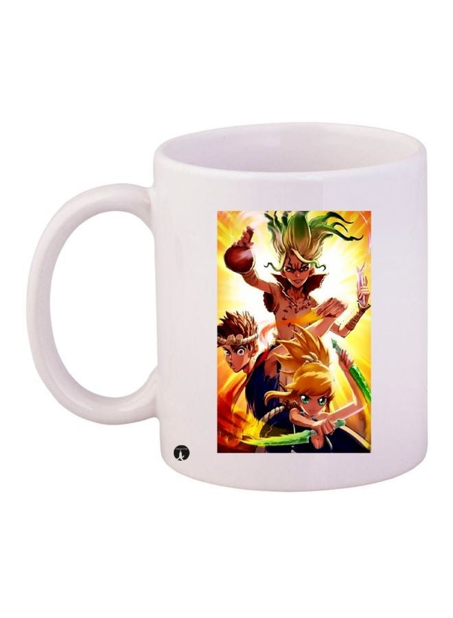 Dr Stone Printed Coffee Mug White/Yellow/Green 11ounce