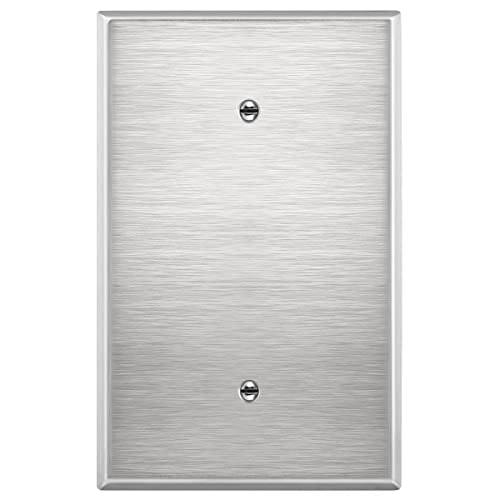 ENERLITES Blank Device Jumbo Metal Wall Plate, Corrosion Resistant, Over Size 1-Gang 5.51" x 3.5", UL Listed, 7701O, 430 Stainless Steel, Silver - Image 1