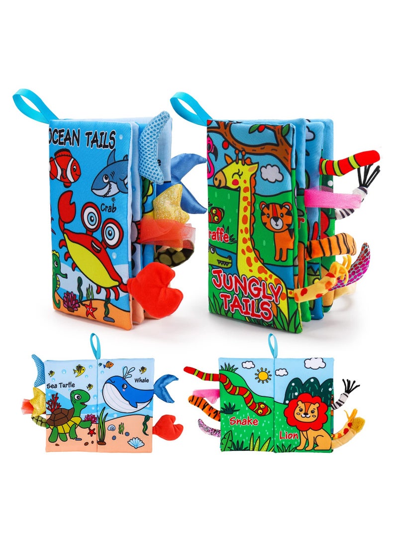 2-Pack Soft Cloth Baby Books for Infants 0-12 Months, High Contrast Sensory Toys, Crinkle and Teething Fun, Perfect for Travel and Tummy Time - Image 1