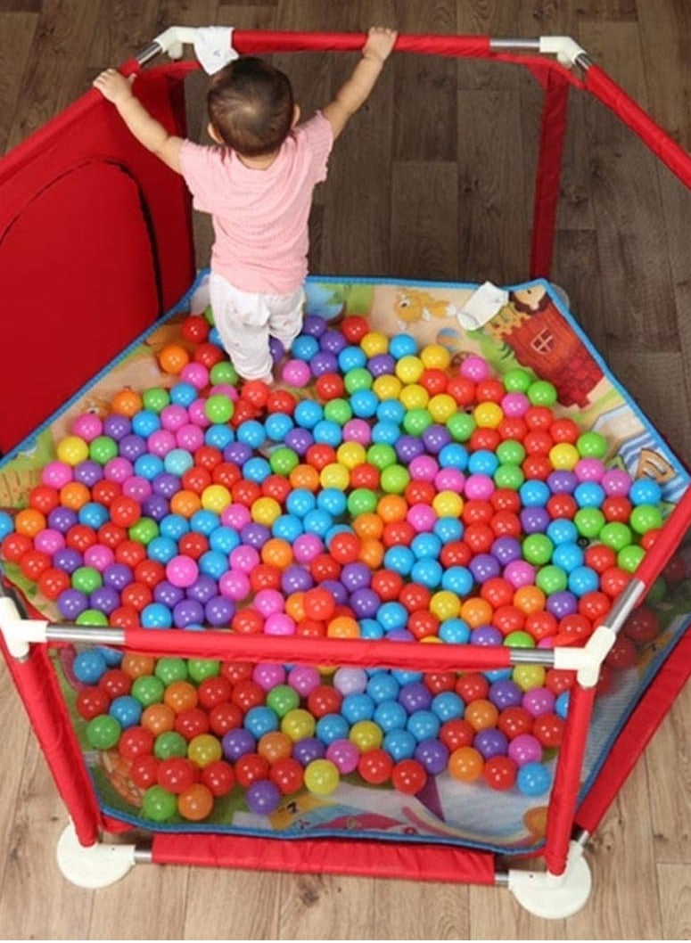 Foldable Baby Kids Playpen Activity Center Room Fitted Floor Baby Kids Safety Protection Care Playpen Tent Crawling Game Folding Fence Toys Red - Image 1