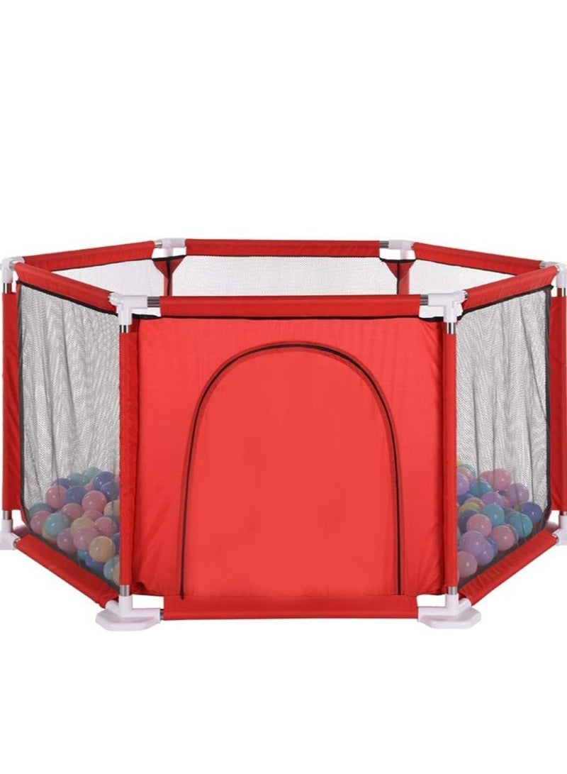 Foldable Baby Kids Playpen Activity Center Room Fitted Floor Baby Kids Safety Protection Care Playpen Tent Crawling Game Folding Fence Toys Red - Image 2