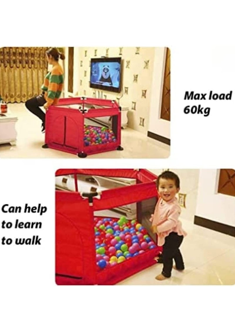 Foldable Baby Kids Playpen Activity Center Room Fitted Floor Baby Kids Safety Protection Care Playpen Tent Crawling Game Folding Fence Toys Red - Image 3