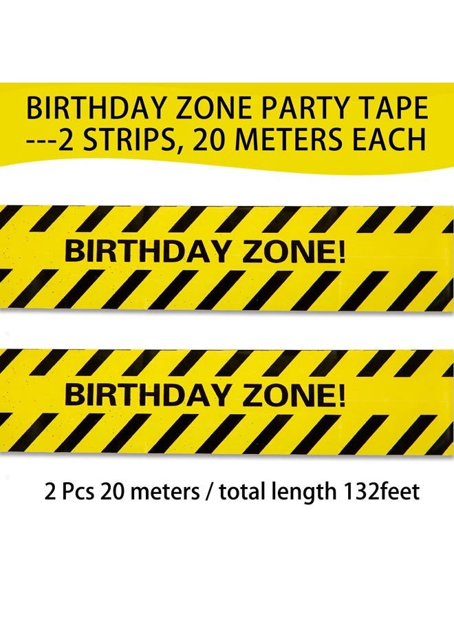 Kasyat 2 Rolls 132 Feet Construction Party Tape Themed Caution Tape for Birthday Party Supplies Construction Decorations(Classic Style) - Image 3