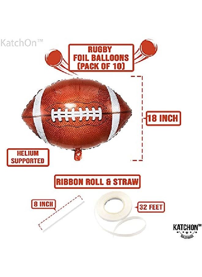 KATCHON Big 18 Inch Football Balloons Set Pack Of 10 | Football Mylar Balloons For Football Party Decorations | Football Foil Balloons For Super Bowl Decorations 2022 | Football Birthday Party Decorations  - Image 4